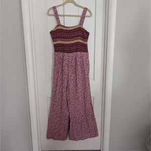 Floral Smocked Summer Jumpsuit SZ 2XL  Boho Hippie Festival Summer Lightweight